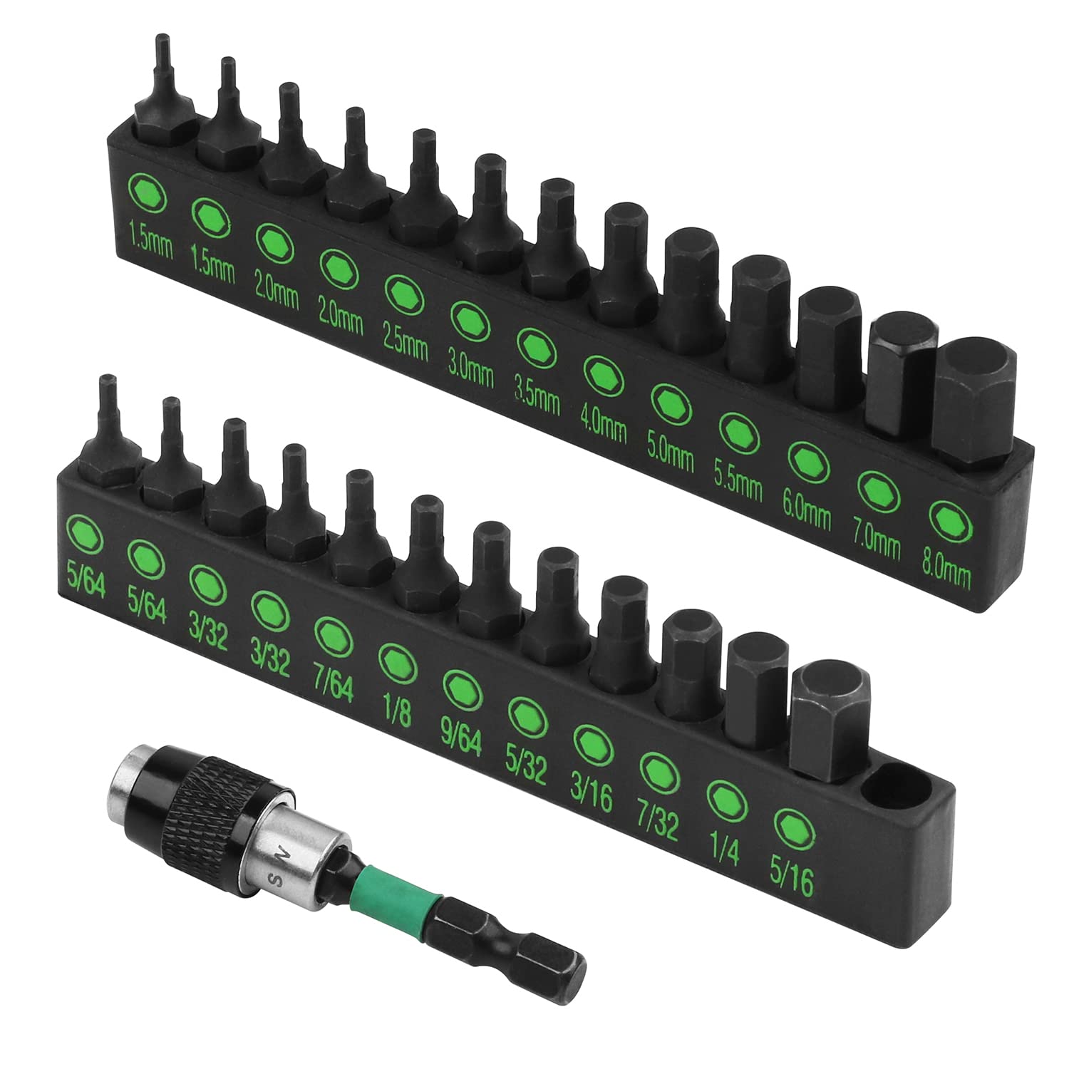 Swanlake 26-Piece Metric & SAE Hex Allen Wrench Bit Set