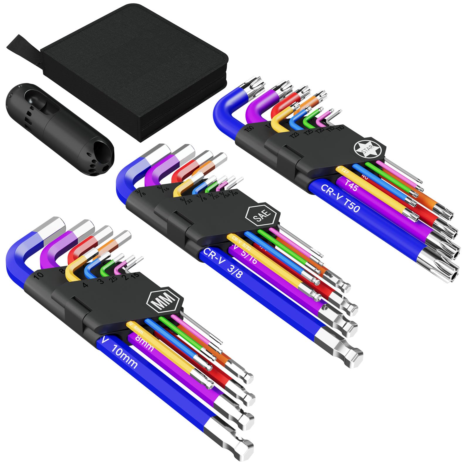 27-Piece Color-Coded Chrome Vanadium Hex Key Set for DIY Repairs