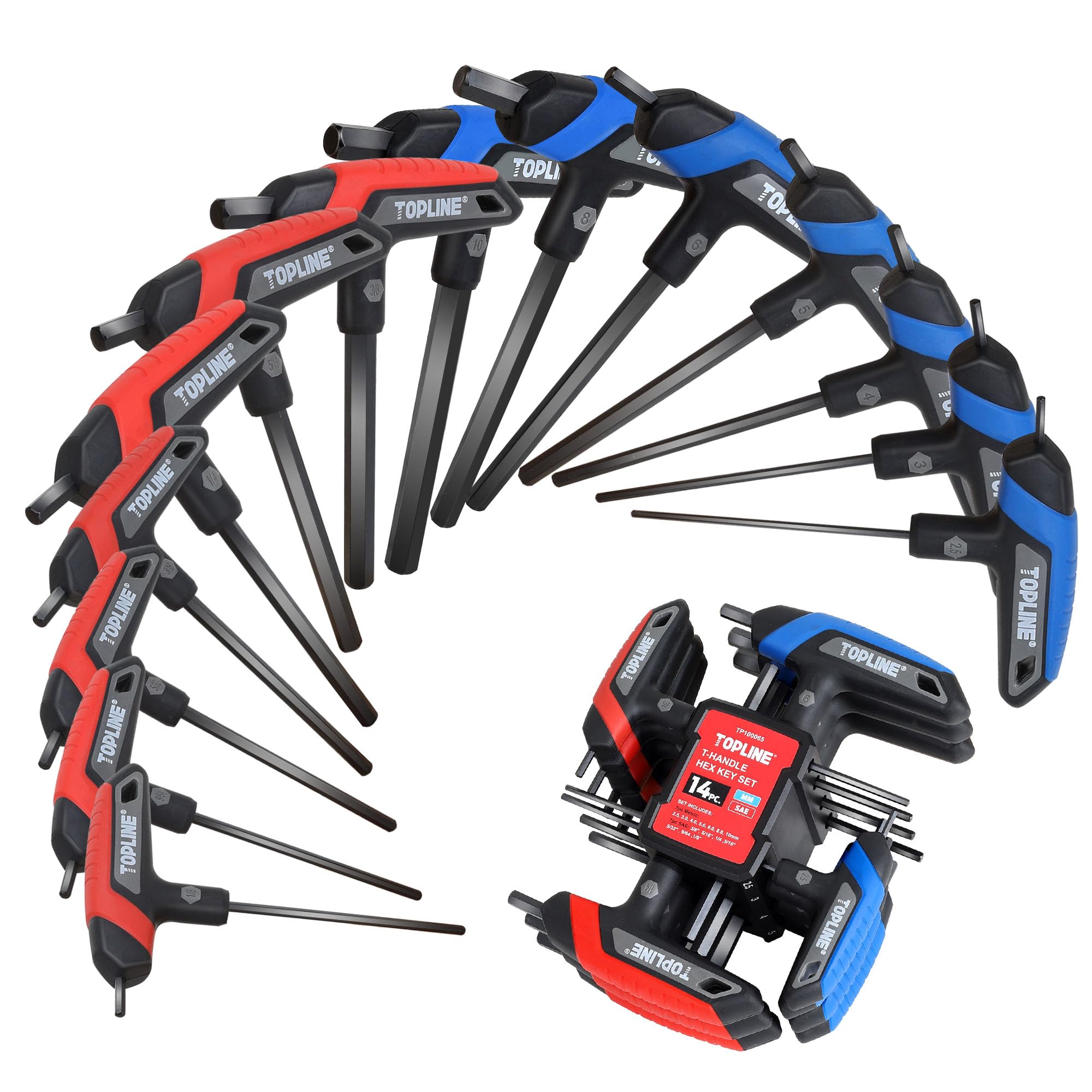 14-Piece T-Handle Hex Key Set, Metric & SAE, Portable Allen Wrenches with Storage Rack