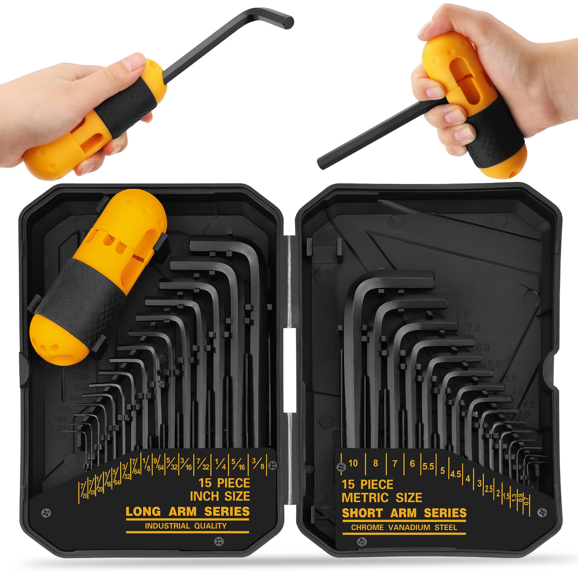 31-Piece Hex Key Set for Precision Work - SAE and Metric Allen Keys (0.7mm-10mm) (0.028-3/8)